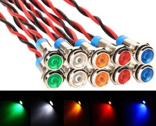 10pcs 6mm 1/4" AC/DC 12-24V LED Metal Indicator Light Waterproof Signal Lamp Pil