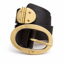 Vintage VJC Versace Jeans Couture Brown Leather Hinge Belt Italy 85 39" Total