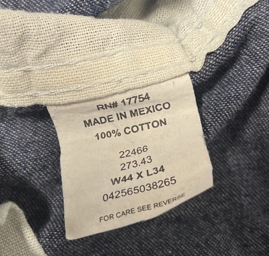 Vintage Key Imperial Bib Overalls Size 44 X 34 Blue Denim Farmer Workwear