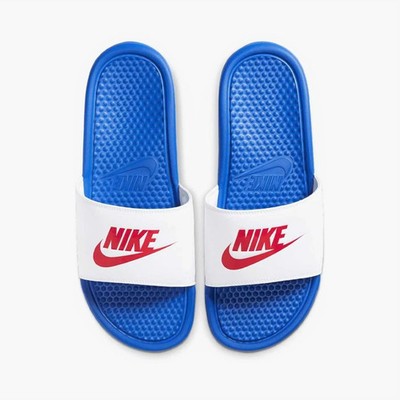 NEW Nike Benassi JDI Game Royal/White Men's Slides Sandals 343880-410 FREE S&H!