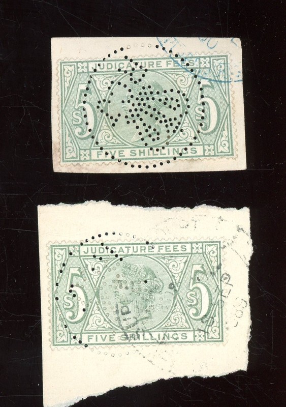 stamp-revenue-lot of 2 with per fins-Great Britian-lot 22