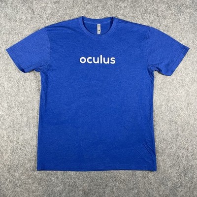 Oculus VR T-Shirt Employee Promo Mens Large Blue Logo Virtual Reality Meta Rare