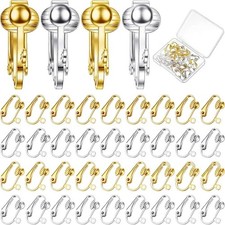 48 Pieces Clip on Earring Converter Earring Clip Backs for DIY Jewelry Making Ea