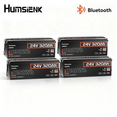 1/2/3/4 Pack 24V 320Ah 300Ah LiFePO4 Battery 8.19KWh 200A BMS Power for Backup