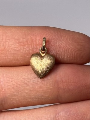 14K Gelbgold gepufftes Herz Charm Anhänger