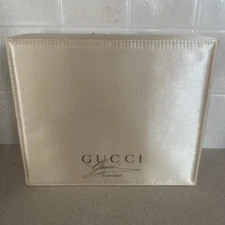 Original Vintage Gucci Premiere Satin Hinged Gift Box- Ribbon Closure- Box Empty