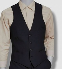 Bar III Men's Black Solid Slim-Fit Wool Stretch 4-Button Suit Vest Size XL