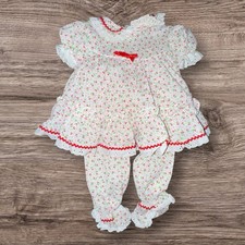 Vintage RARE Bryan Baby Girls 2PC Lace Floral Ruffle Outfit Set MINT CONDITION