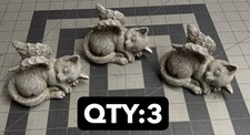 3-pack lot Ganz Sleeping Gray Guardian Angel Cat Memorial Resin Pet bereavement