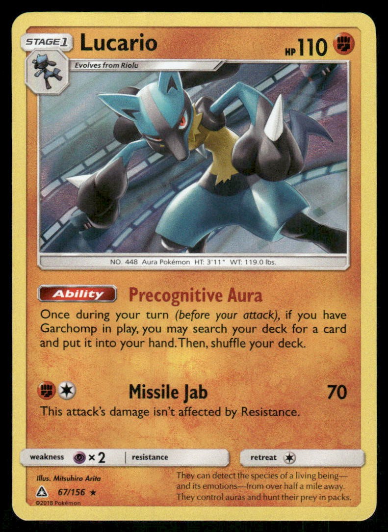 Lucario 67/156 Holo Rare Ultra Prism Pokemon Near Mint