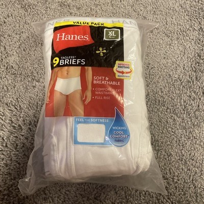 Hanes 9 Tagless Briefs Full Rise Comfort Flex Waist Mens XL 40-42  Cotton New
