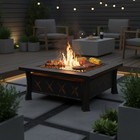 Large Fire Pit Table Metal Outdoor Garden Grill Stove with Spark Screen Grates