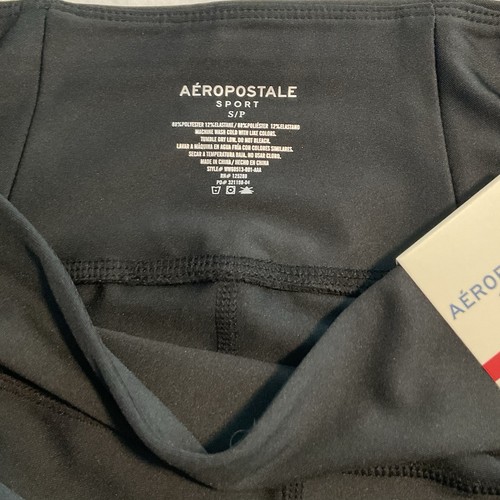 Womens Small Black Leopard Aeropostale Sport Performance Stretch Shorts NEW - Picture 3 of 8