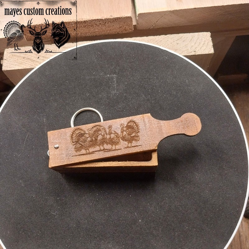 TURKEY CALL " BOX CALL KEY CHAIN" WITH ENGRAVINGS COOL PIECE.