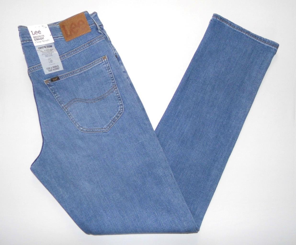 LEE - Men's NEW Brooklyn Straight Fit Jeans 32""W X 34""L Blue Stretch Denim