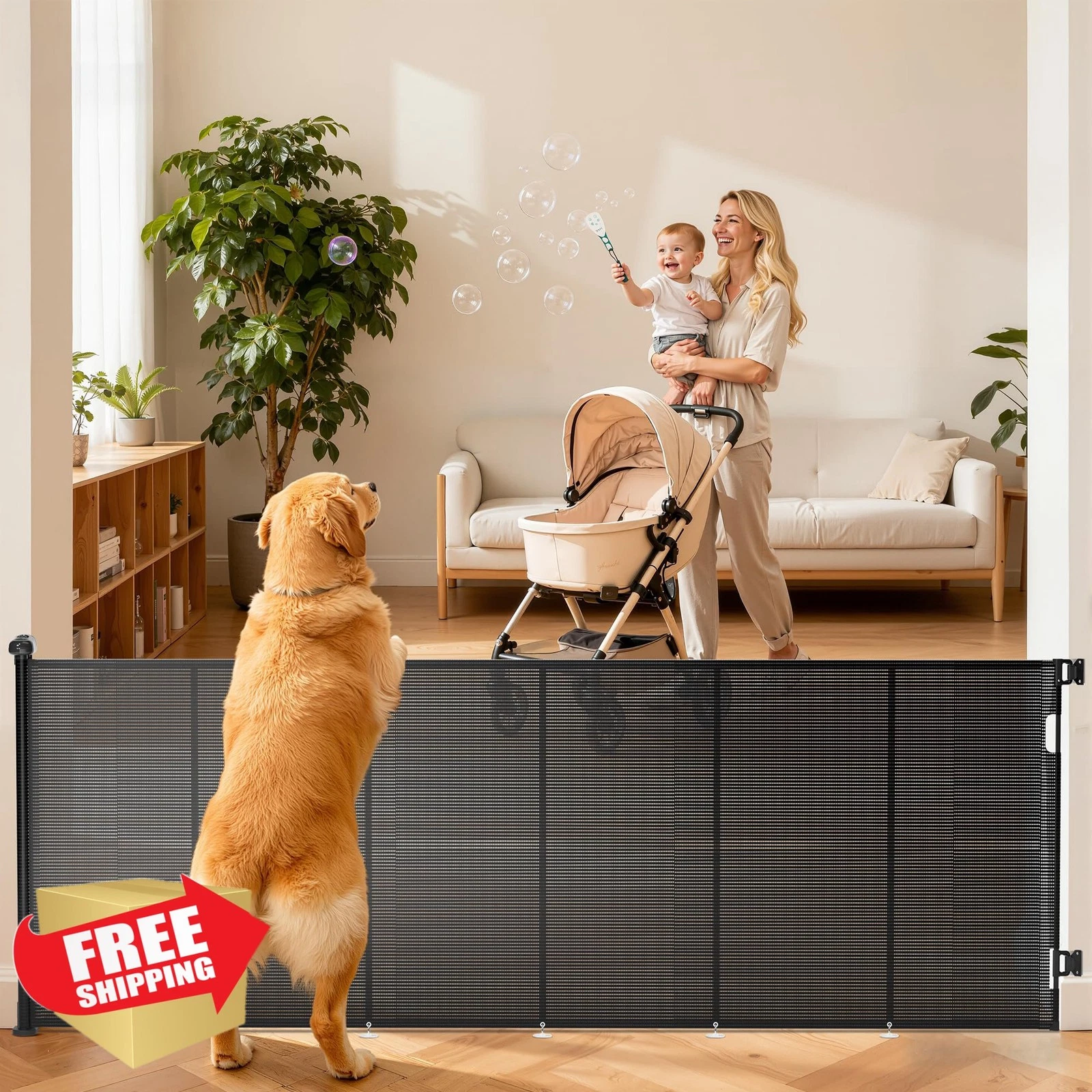 Mutak Retractable Baby Gate Black 48"H x 120"W