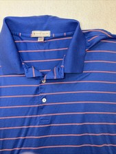 Peter Millar Polo Shirt Mens XXL Blue Striped Short Sleeve Golf 100 Cotton