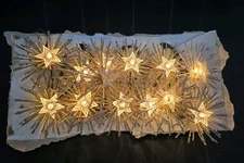 Vintage Glitter Starburst Christmas Lights Mid Century Sputnik Gold Silver...