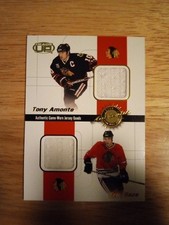 2002 Heads Up Game Worn Jersey Quads T. Amonte,E. Daze, J. Thibault, K. Calder