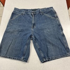 MEN'S SIZE 36 "FADED GLORY" BLUE DENIM CARPENTER WORKWEAR JEAN SHORTS 10" INSEAM