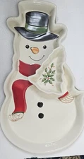 Lenox Holiday Snowman Chip and Dip Set in Original Box  16.7 in. Vintage