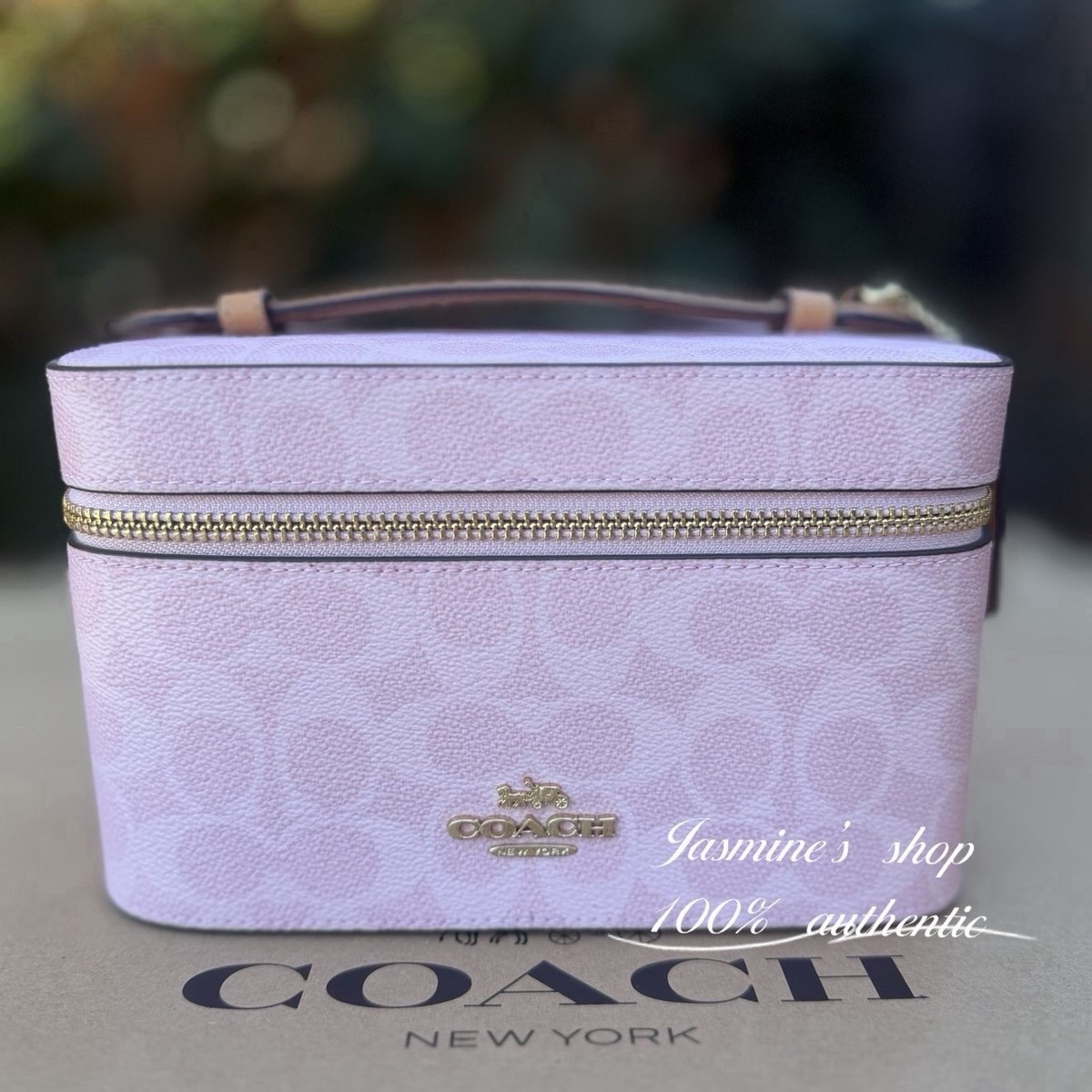 NWT Coach Cosmetic Case In Signature Canvas Powder Pink CEA56 | eBay