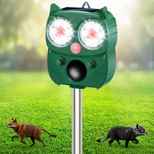 Solar Animal Repellent for Outdoor, Ultrasonic Pest Repeller with LED Strobe ...