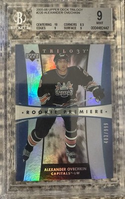 2005-06 Trilogy Alexander Ovechkin Rookie Premiere #220 Grade #/999 BECKETT 9