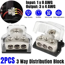 2pcs 0/1 Gauge input 3x4 Gauge Output Audio Power Ground Amp Distribution Block