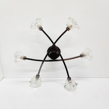 Image of Litecraft Ceiling Light Semi Flush 6 Arm With Cut Glass Shades - Black Clearance
