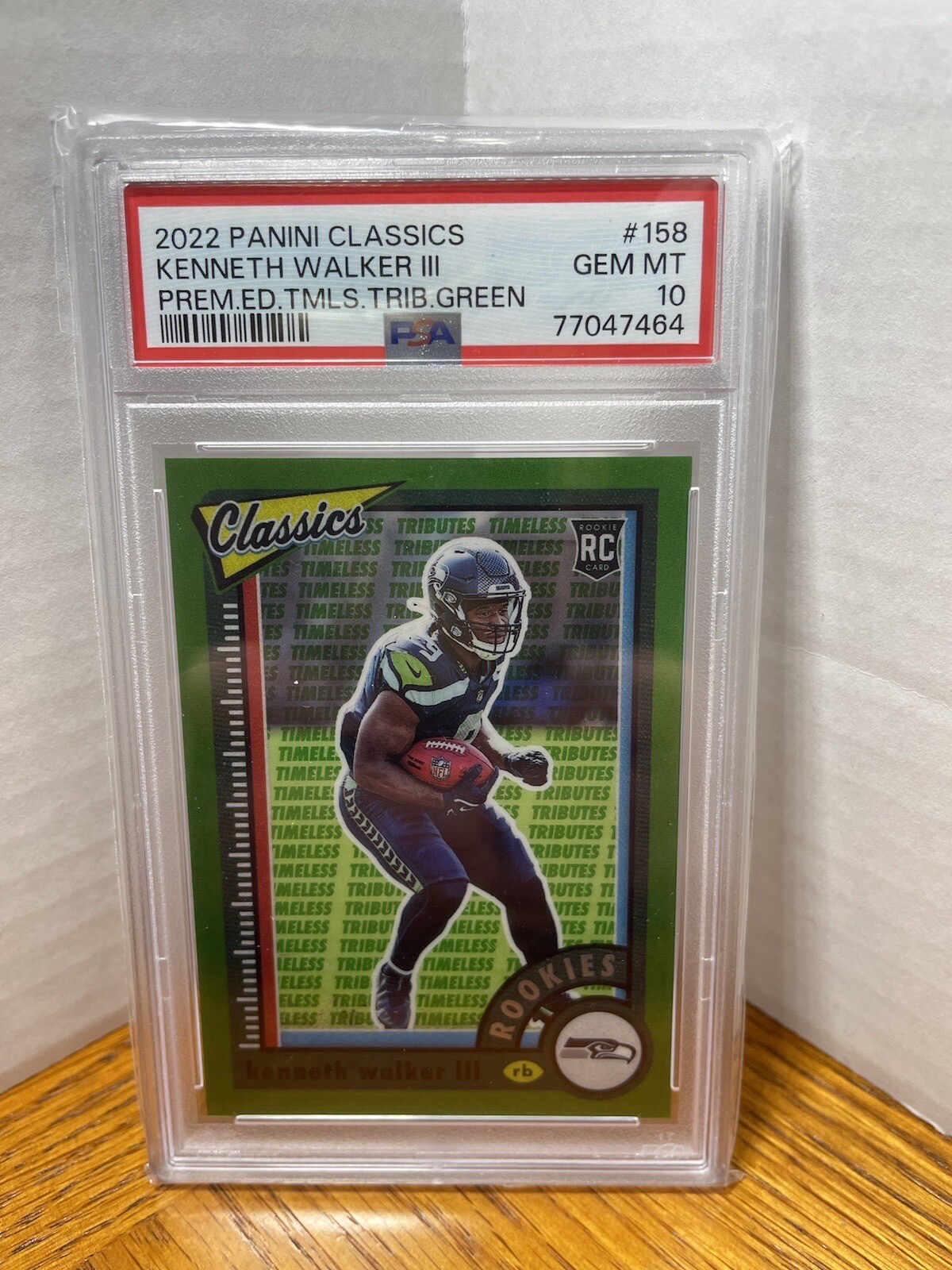 Kenneth Walker III Panini Classics #158 Premium Edition Timeless Tributes Green