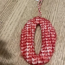 Letter O Chunky Knit Monogram Christmas Tree Ornament Red/White Wondershop