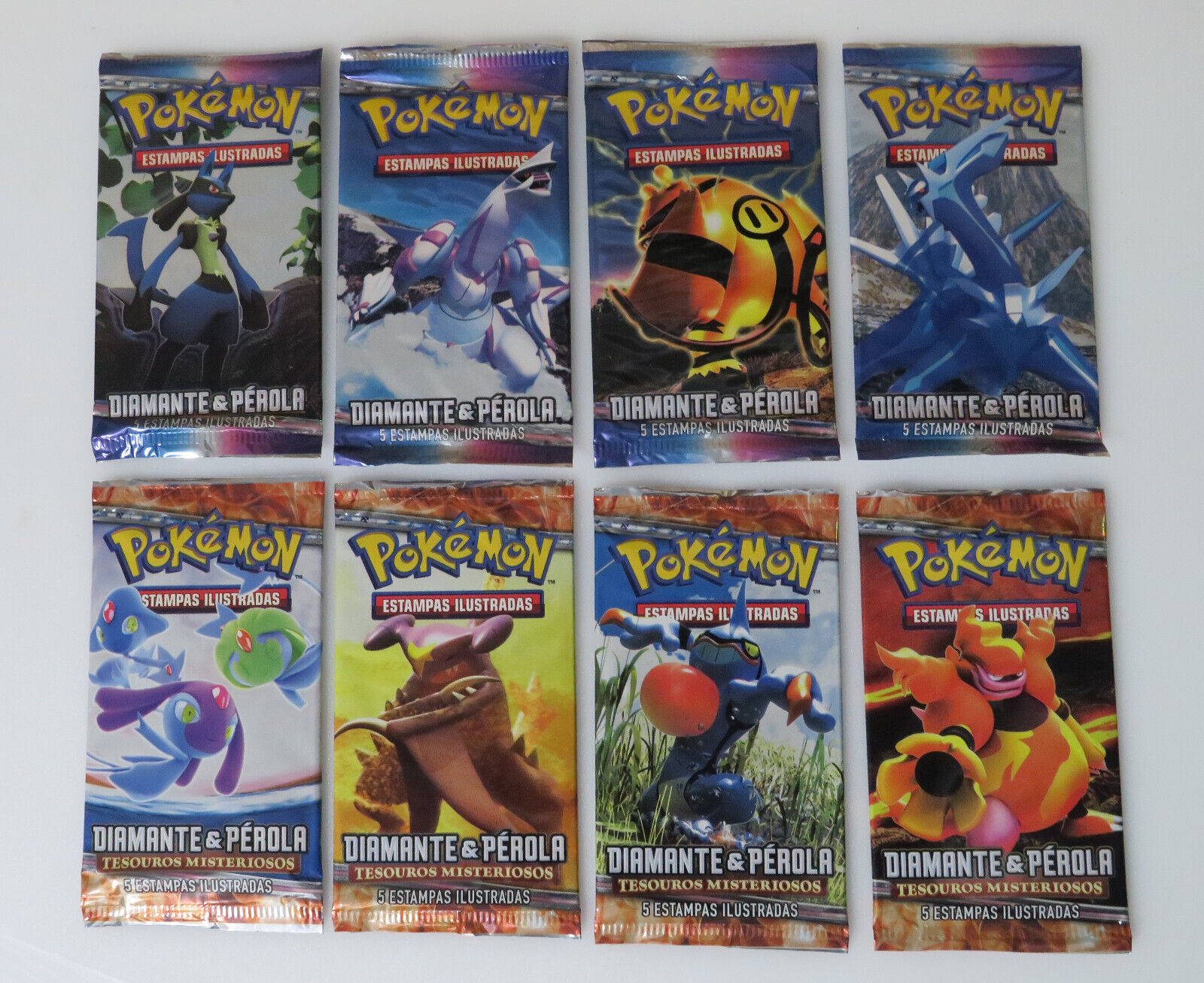 8x Pokemon Booster Pack TCG Diamond and Pearl + Mystery Treasures Portuguese