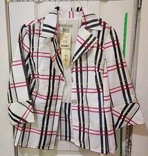 Requirements Womens Button Jacket Black Size M Lined Pattern Pink And Yellow