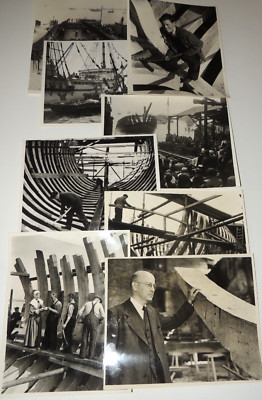 Konvolut 8 Pressefotos zur neuen ''Mayflower'' im Bau 1956