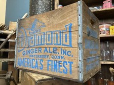 Vintage Wooden Soda Crate Diamond Ginger Ale Waterbury Connecticut Wood Box