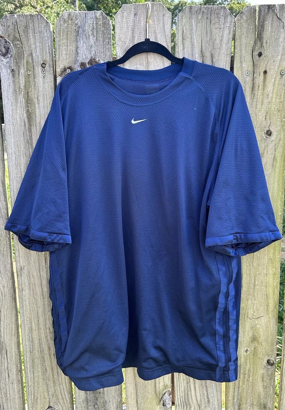 Y2K Nike Basketball Shirt Men's Navy Athletic Jersey Center Swoosh Large