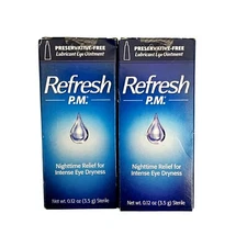 REFRESH P.M. Preservative-Free Eye Ointment .12oz (3.5g) EXP 2/26 Set Of 2