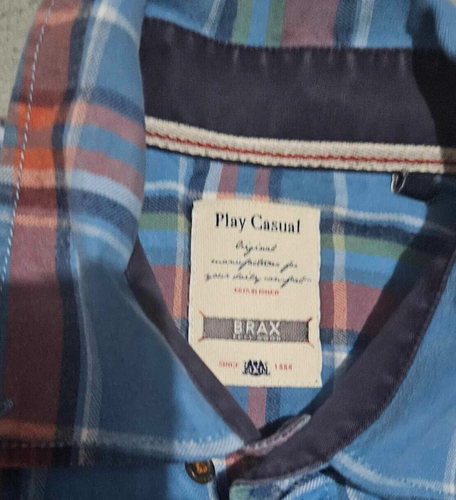 Mens Brax Dries Feel Good Plaid Light Flannel Button Up Shirt Blue/Red Size S - Picture 5 of 6