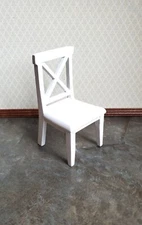 Dollhouse Chair Kitchen Dining Cross Buck White Finish Wood 1:12 Scale Furniture