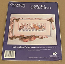 Candamar "Cats in a Row" Kittens Playing w/ Ribbon Cross Stitch Kit 18x8"