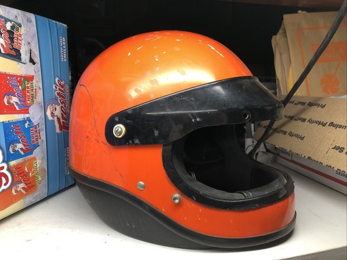 Vintage 1974 Shoei S-20 Motocrcycle Helmet Orange Size Large Scooter Vespa - Picture 1 of 12