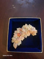 J34.  Brooch, Handmade Dainty Paper, Thread And Bead