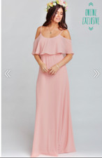 Show Me Your Mumu Caitlin Ruffle Cold Shoulder Maxi Dress Rosebud Large L $172