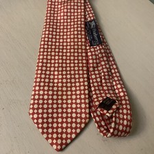 Burberrys Red Patterned Necktie Silk Made In England