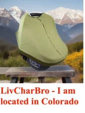 Car Seat Cover 100% Muslin Cotton  for Babies Infant Car Seat Green