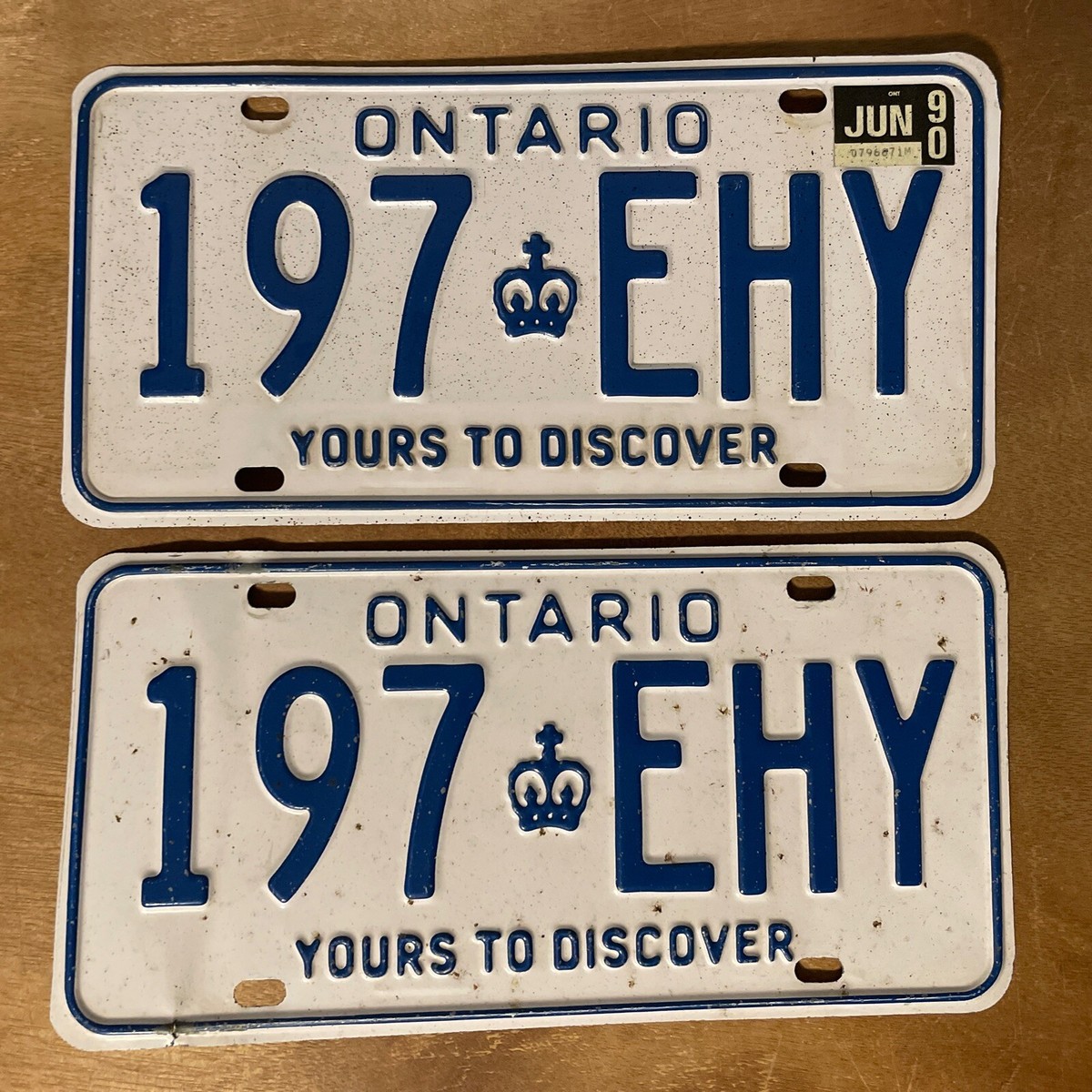 1990 Ontario Canada License Plate Pair # 197-EHY | eBay