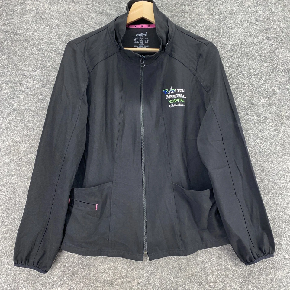 Heartsoul 工作服夹克女式 M 中号黑色 Alton Memorial Hospital 羊毛 — 第 4/4 张图片