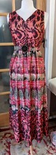 Animal Print Maxi NF Free Size Dress Sleeveless Attached Belt V-Neck Tribal