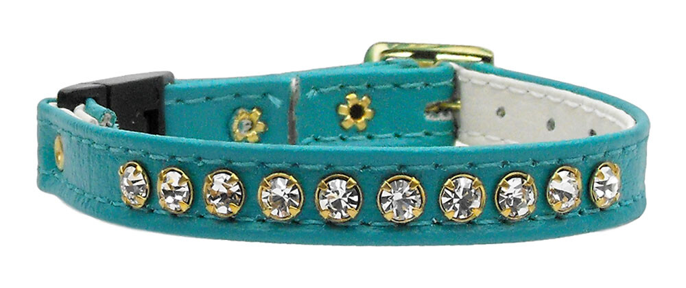 Rhinestone kitty Cat w/breakaway Turquoise Pet Collar Crystal